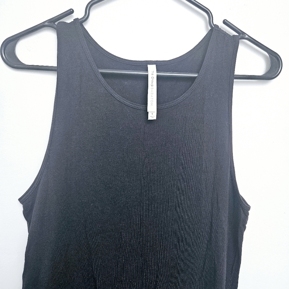 Babaton Aritzia Maxi sz Small Black Stretchy Side Slit 100% Knit Fabric Dress - Picture 4 of 8
